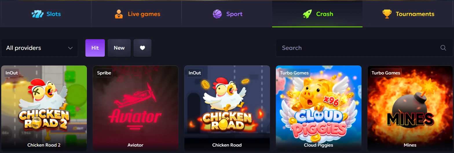 Vavada Aviator and crash games lobby