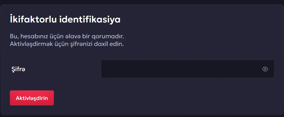 Vavada az hesab ikifaktorlu qoruma