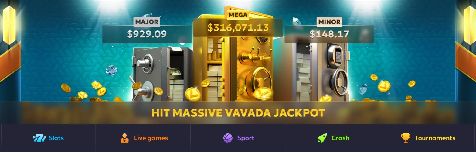 Vavada casino jackpot and game sections