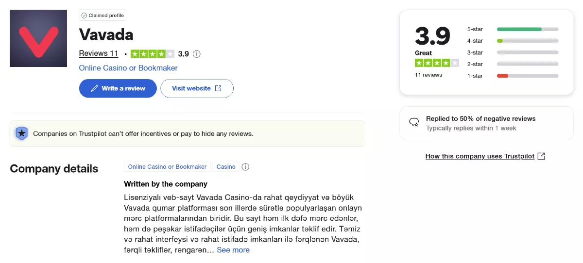 Vavada casino rəyləri