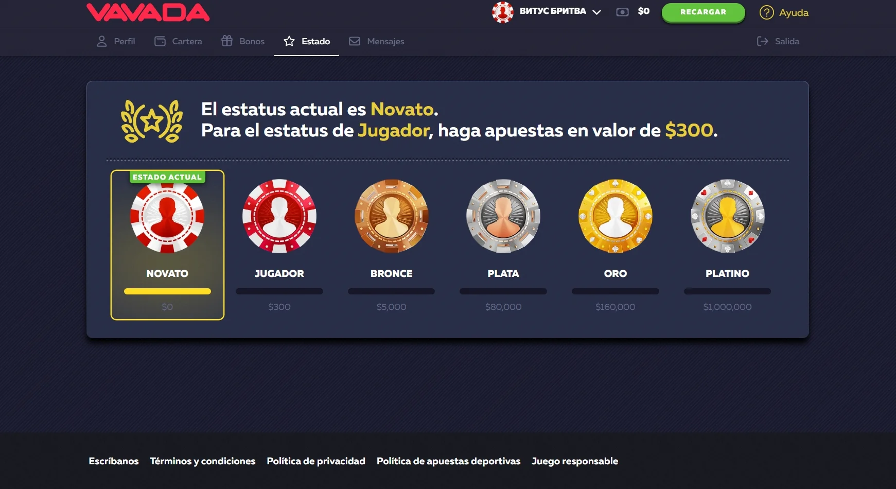 Estado del casino de Vavada
