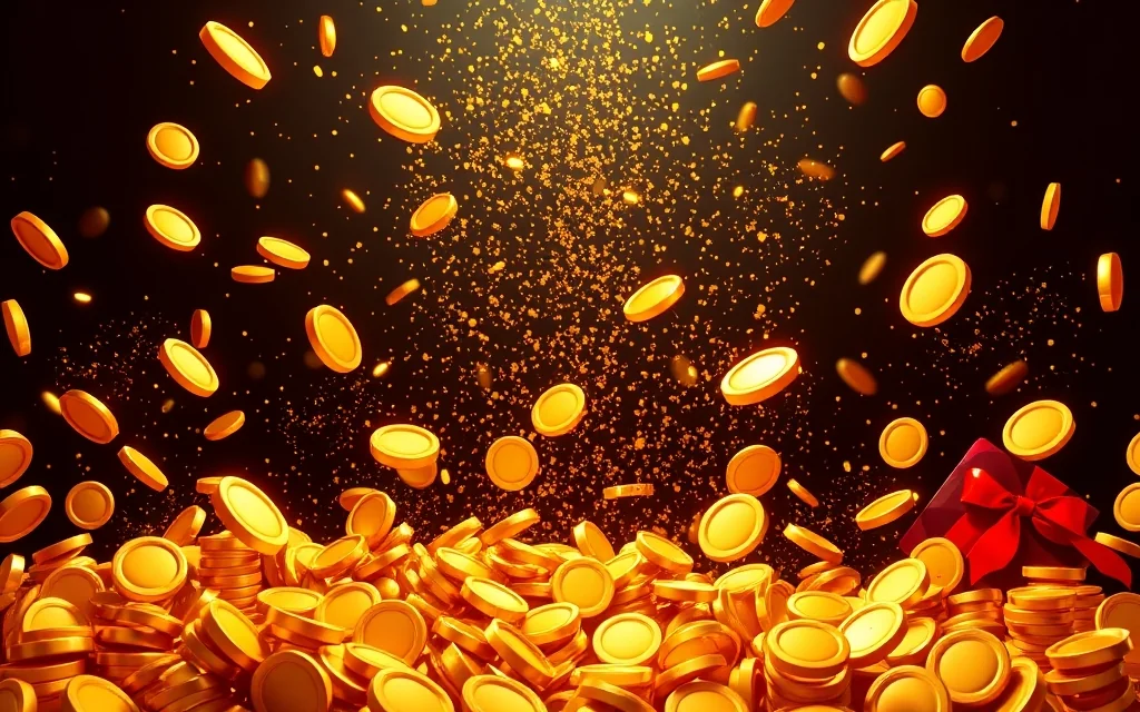 Explosion de pièces d'or comme un jackpot