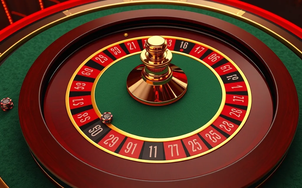 Roulette table from above with casino chips
